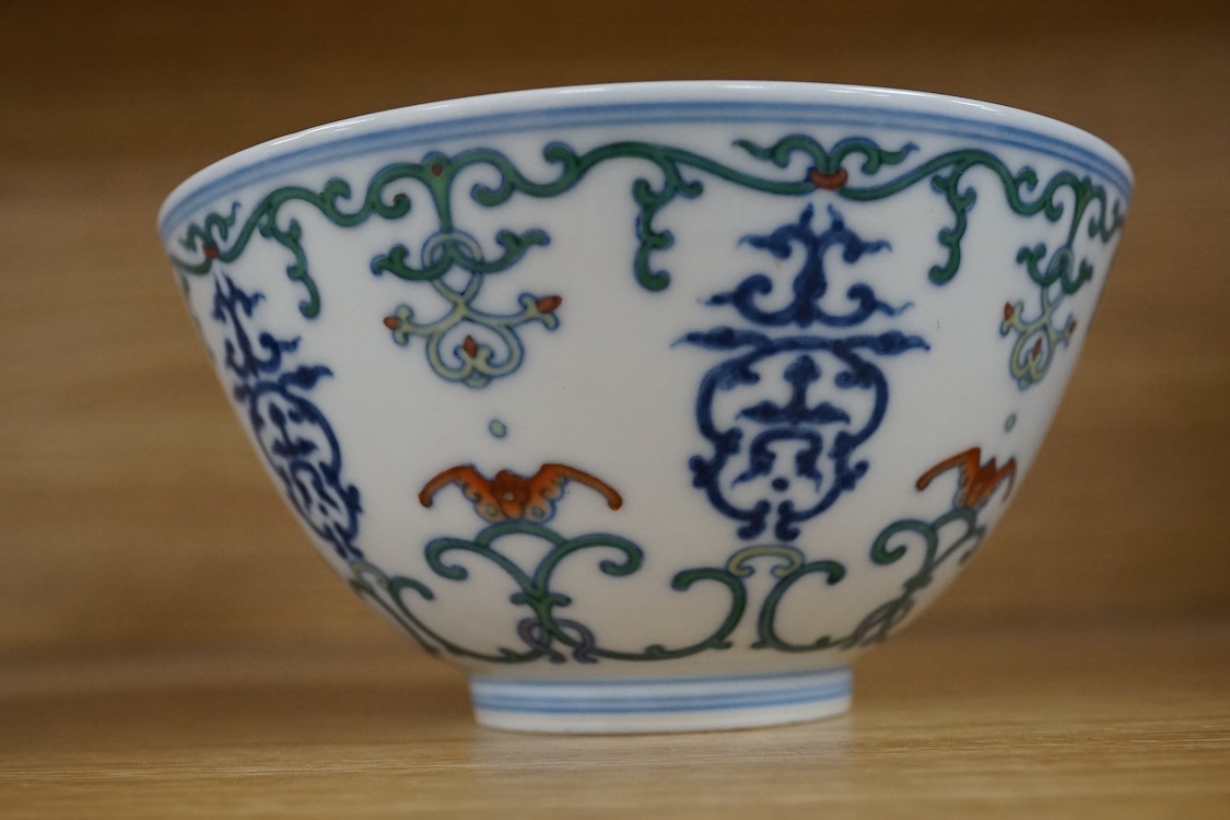 A Chinese porcelain doucai bowl, 13cm in diameter